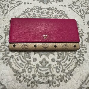 MCM Fuchsia and Beige Women's Wallet